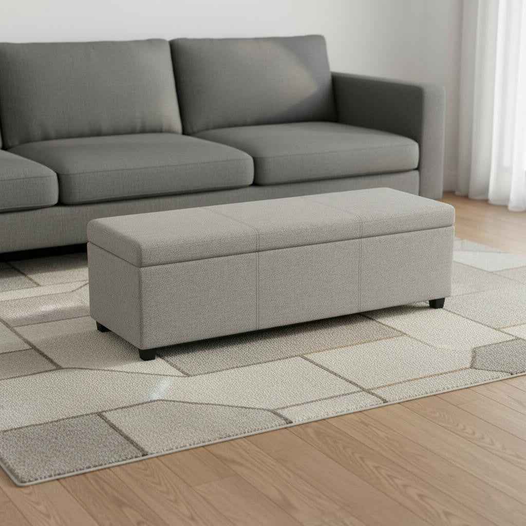 54" Dark Brown and Cloud Upholstery Storage Ottoman