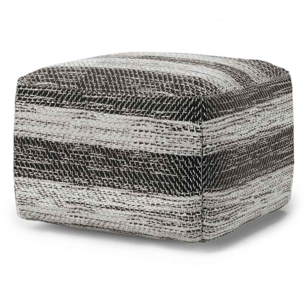18" Gray Cotton Pouf Ottoman