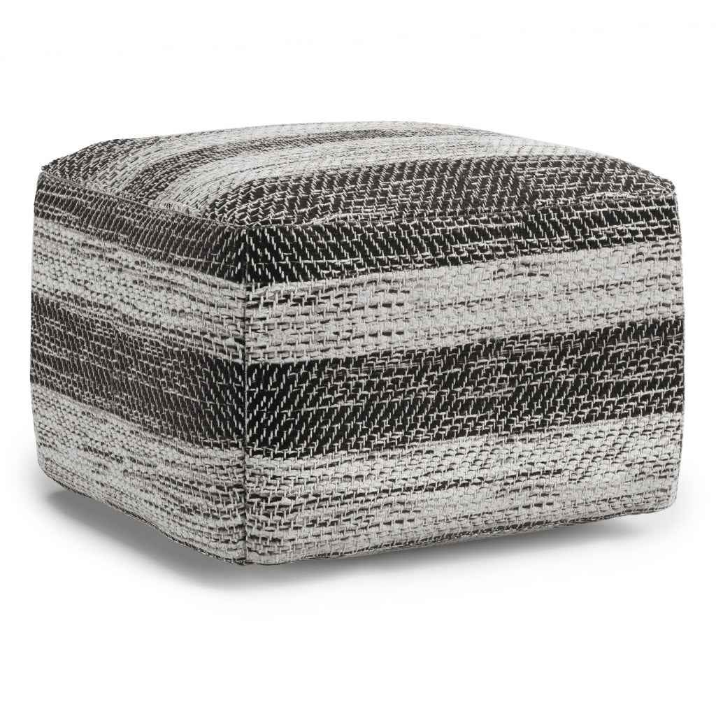 18" Gray Cotton Pouf Ottoman
