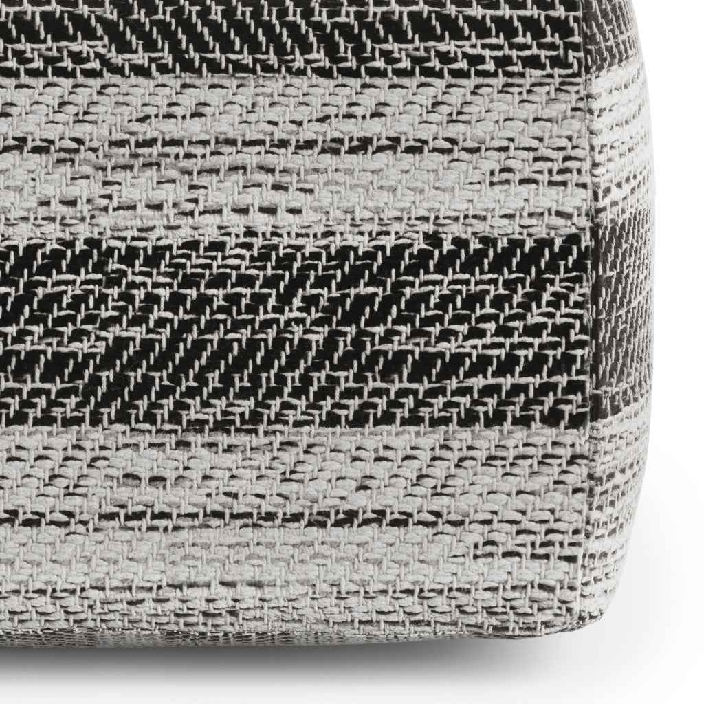 18" Gray Cotton Pouf Ottoman