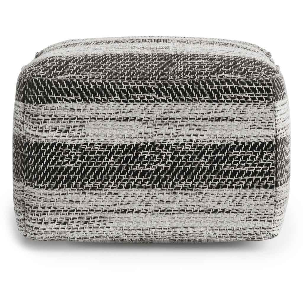18" Gray Cotton Pouf Ottoman