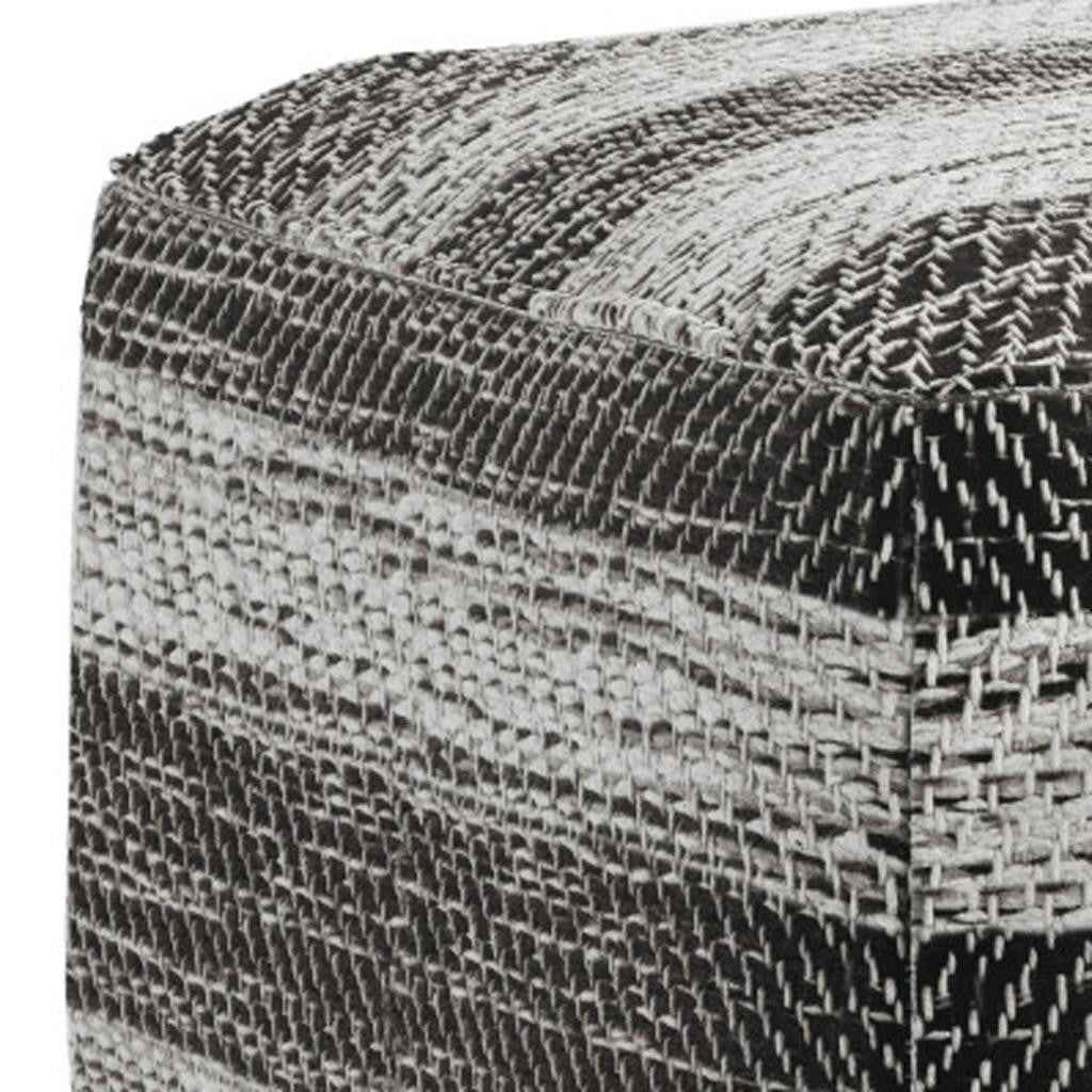 18" Gray Cotton Pouf Ottoman