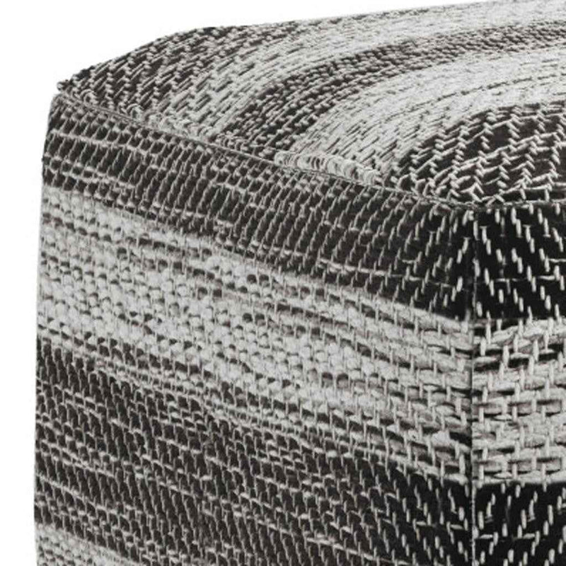 18" Gray Cotton Pouf Ottoman