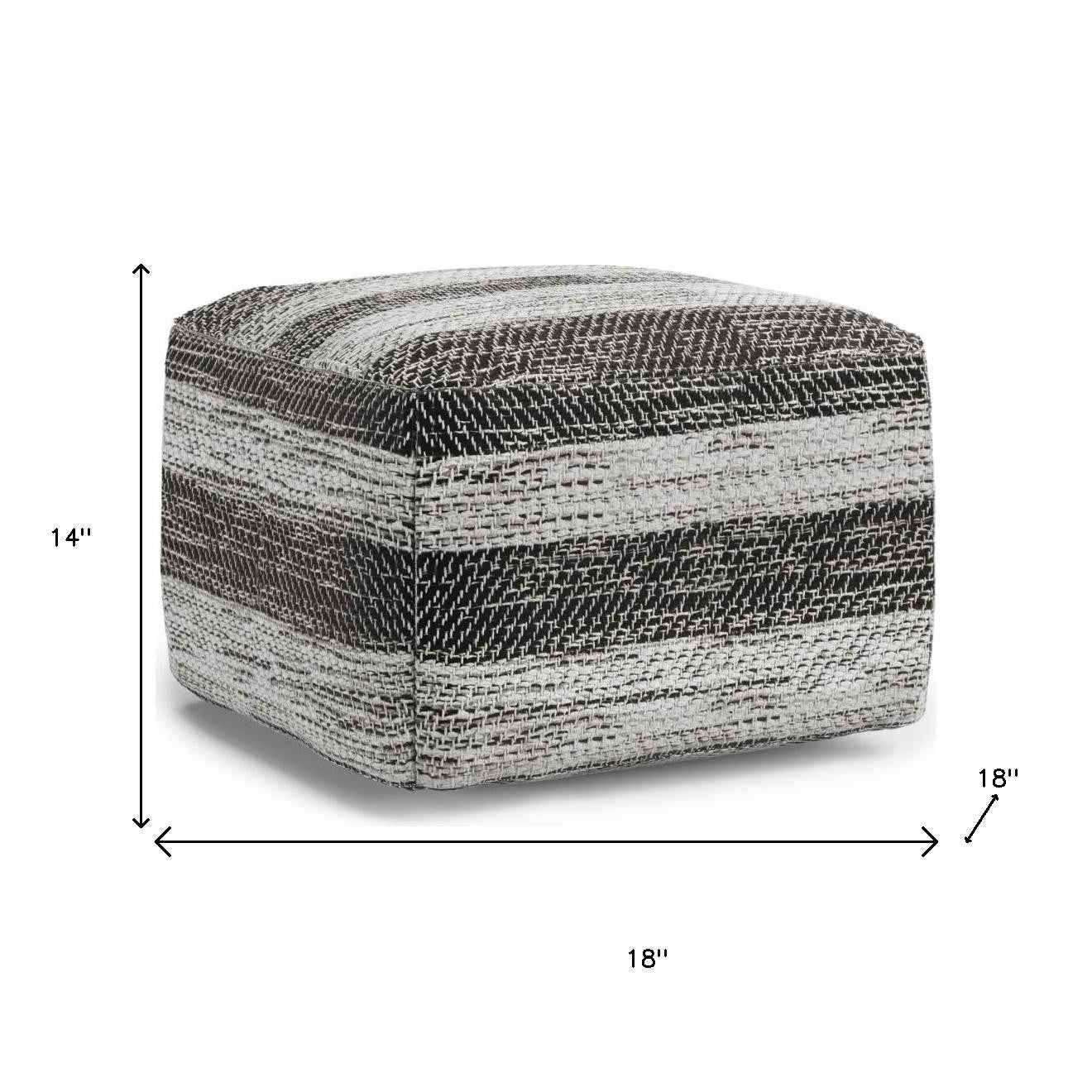 18" Gray Cotton Pouf Ottoman