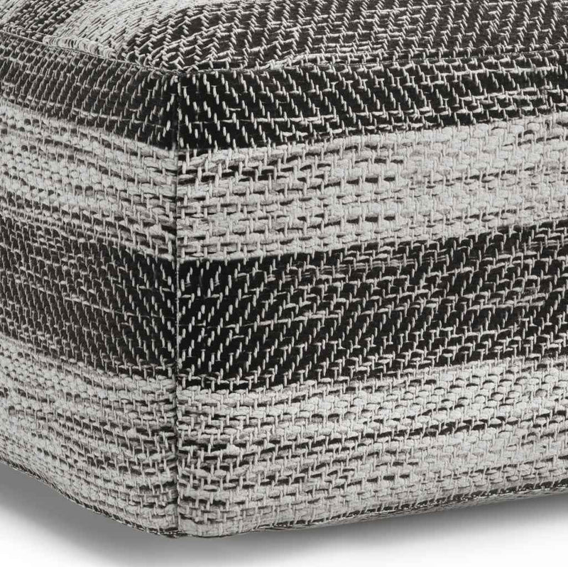 18" Gray Cotton Pouf Ottoman