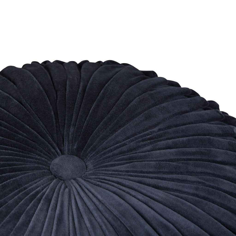 20" Blue Velvet Round Pouf Ottoman
