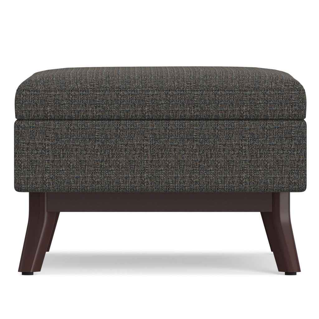 34" Ebony and Brown Fabric Cocktail Ottoman With Storage