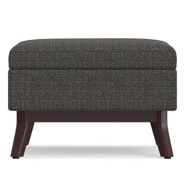 34" Ebony and Brown Fabric Cocktail Ottoman With Storage