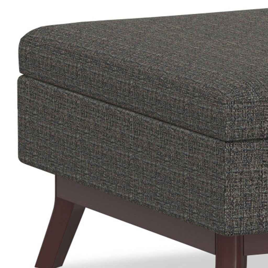 34" Ebony and Brown Fabric Cocktail Ottoman With Storage