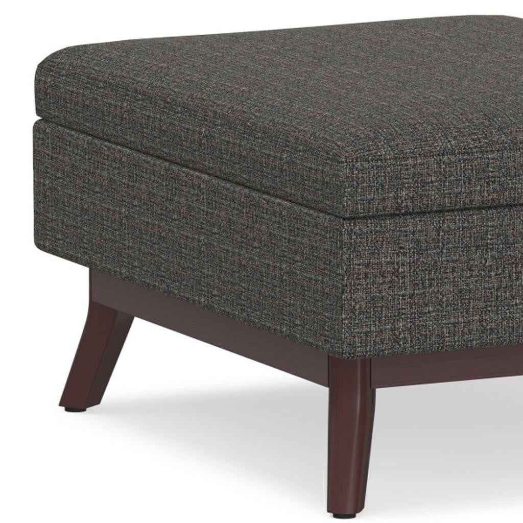 34" Ebony and Brown Fabric Cocktail Ottoman With Storage
