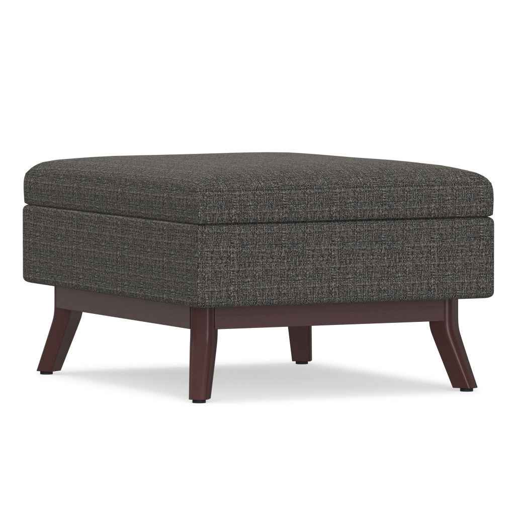 34" Ebony and Brown Fabric Cocktail Ottoman With Storage