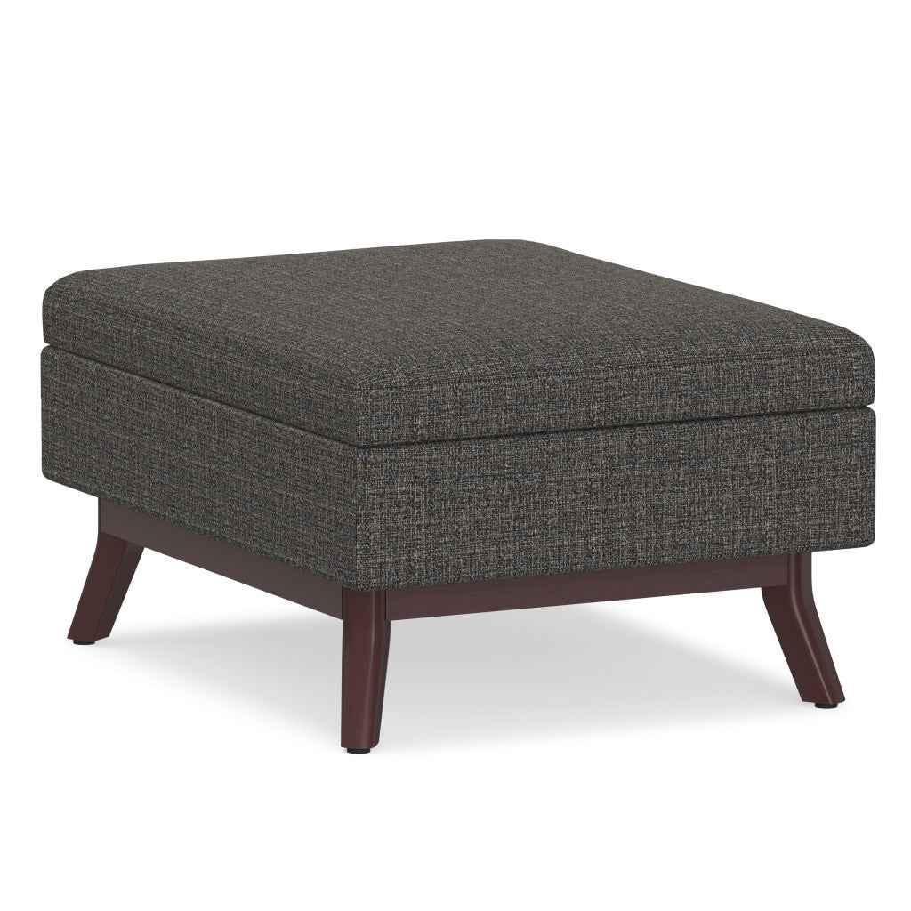 34" Ebony and Brown Fabric Cocktail Ottoman With Storage