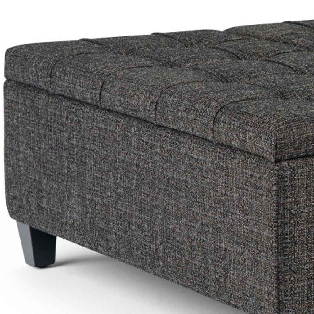 36" Ebony and Espresso Fabric Cocktail Ottoman With Storage