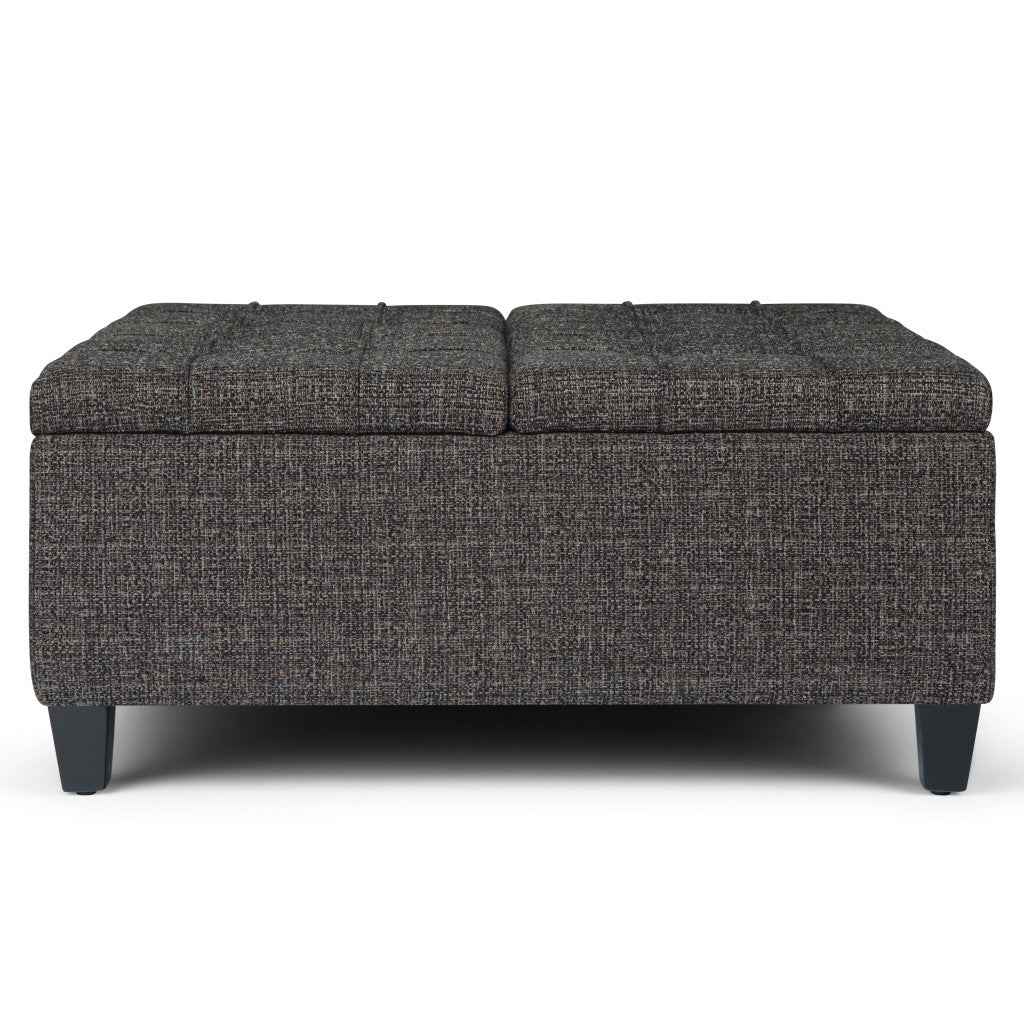 36" Ebony and Espresso Fabric Cocktail Ottoman With Storage