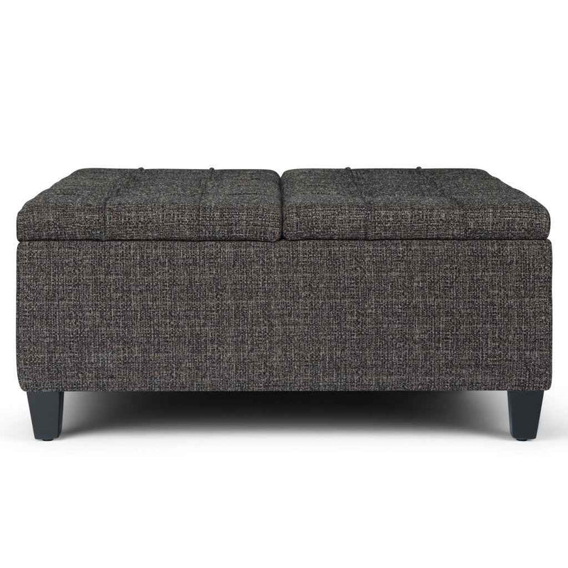 36" Ebony and Espresso Fabric Cocktail Ottoman With Storage