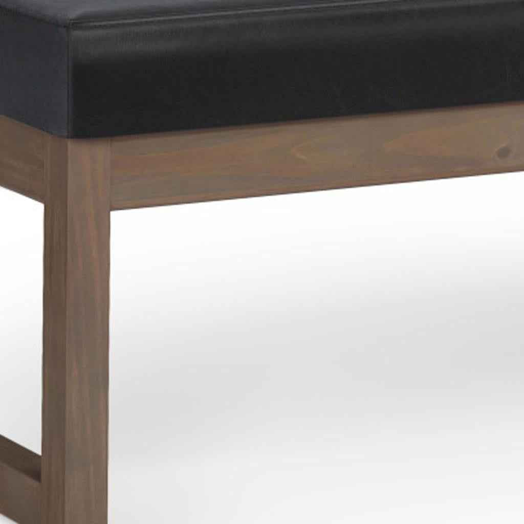 44" Black and Brown Leather Ottoman