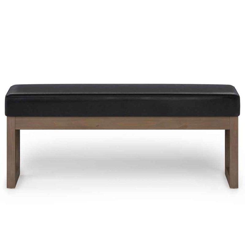44" Black and Brown Leather Ottoman