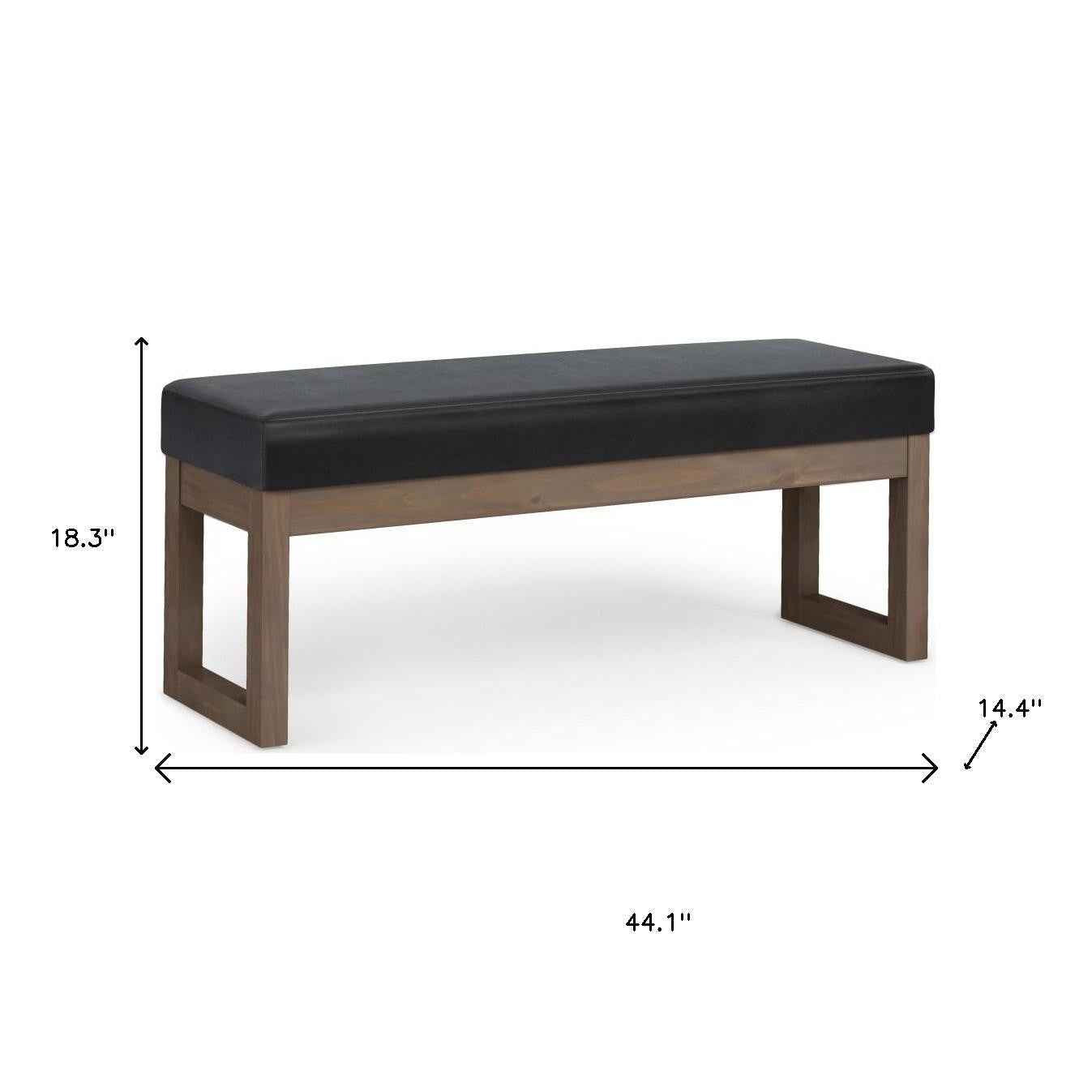 44" Black and Brown Leather Ottoman