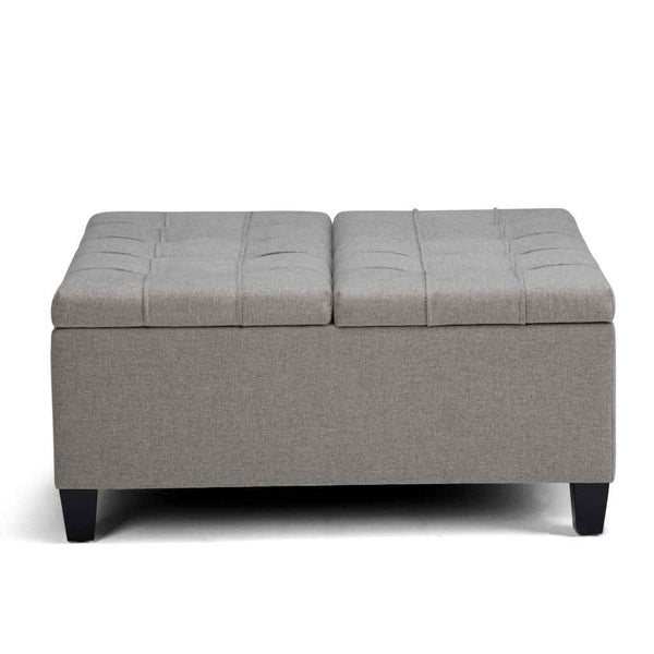 36" Gray and Espresso Fabric Cocktail Ottoman With Storage Default Title