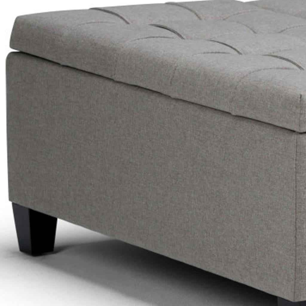 36" Gray and Espresso Fabric Cocktail Ottoman With Storage