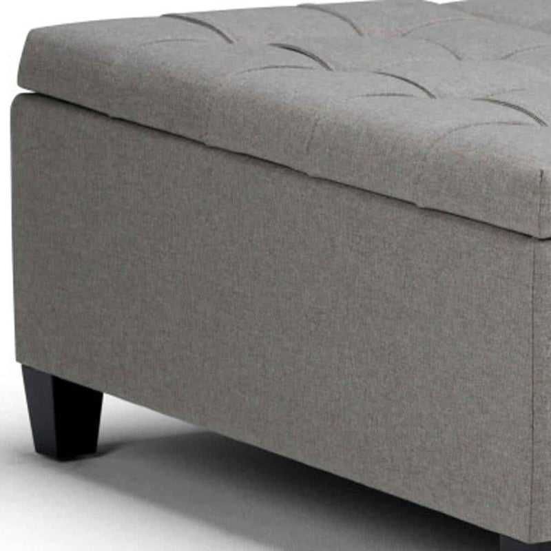 36" Gray and Espresso Fabric Cocktail Ottoman With Storage