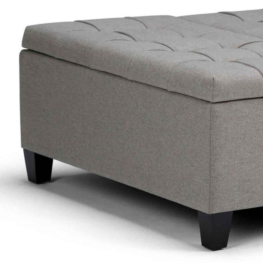 36" Gray and Espresso Fabric Cocktail Ottoman With Storage