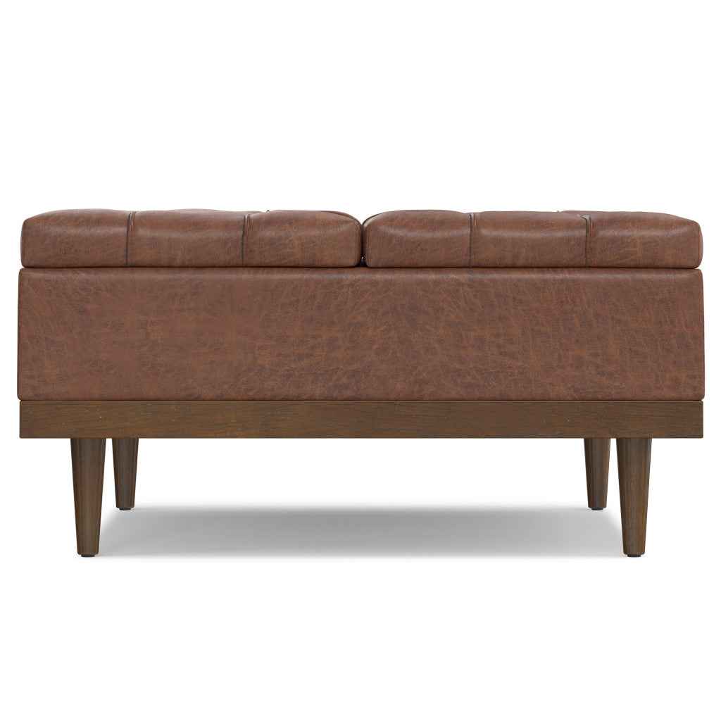 36" Walnut and Brown Upholstery Storage Ottoman