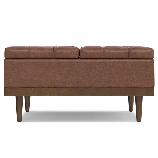 36" Walnut and Brown Upholstery Storage Ottoman
