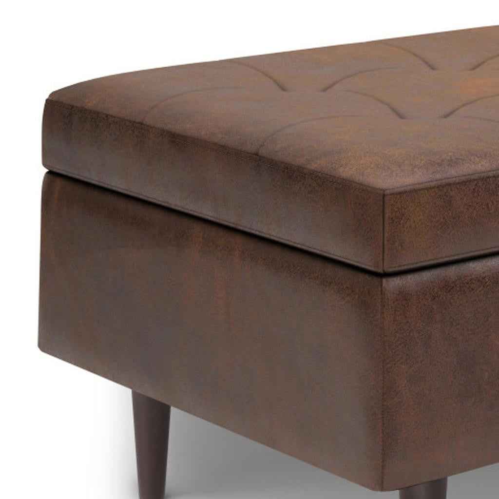 34" Brown Upholstery Storage Ottoman