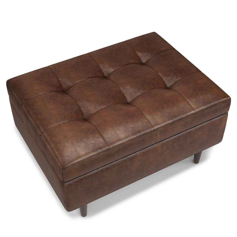 34" Brown Upholstery Storage Ottoman