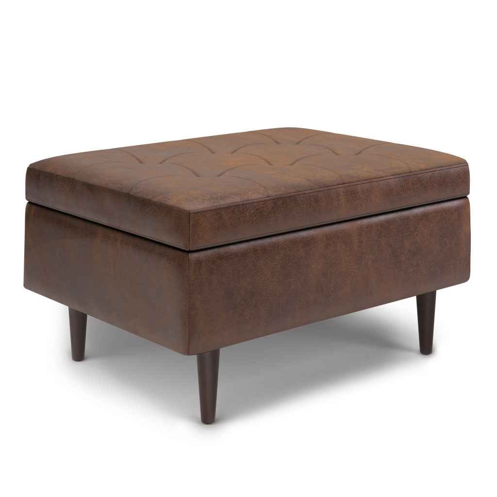 34" Brown Upholstery Storage Ottoman