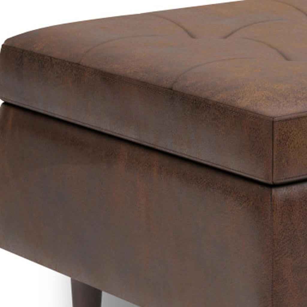34" Brown Upholstery Storage Ottoman