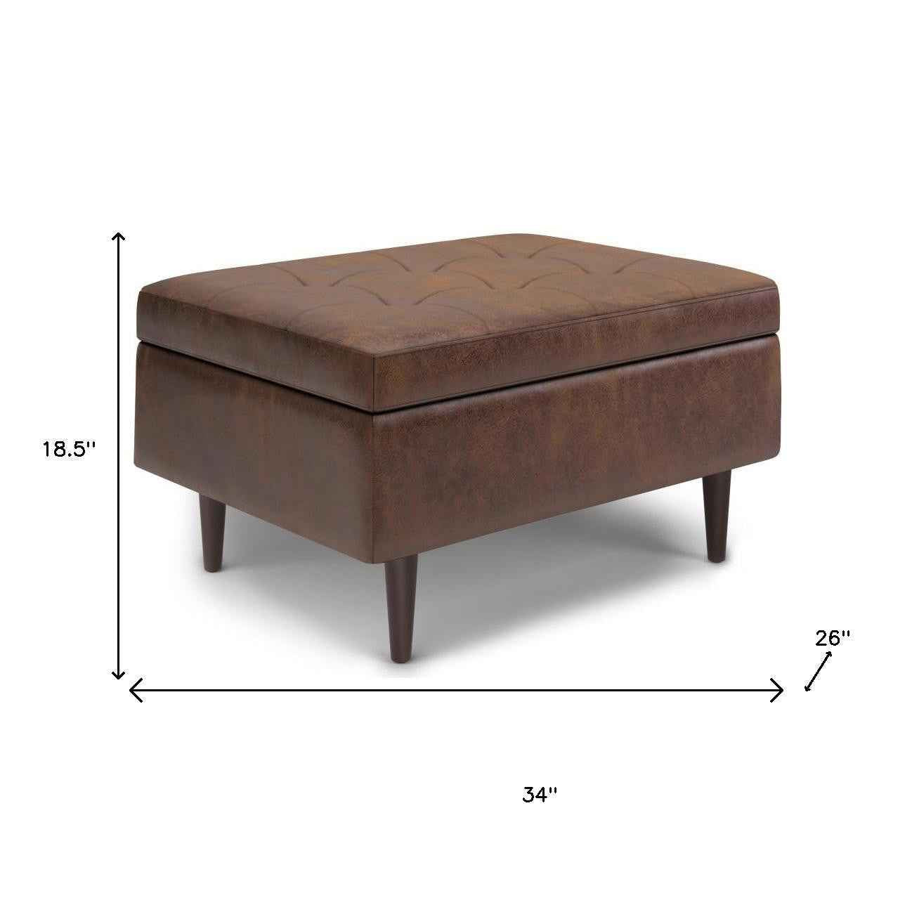 34" Brown Upholstery Storage Ottoman