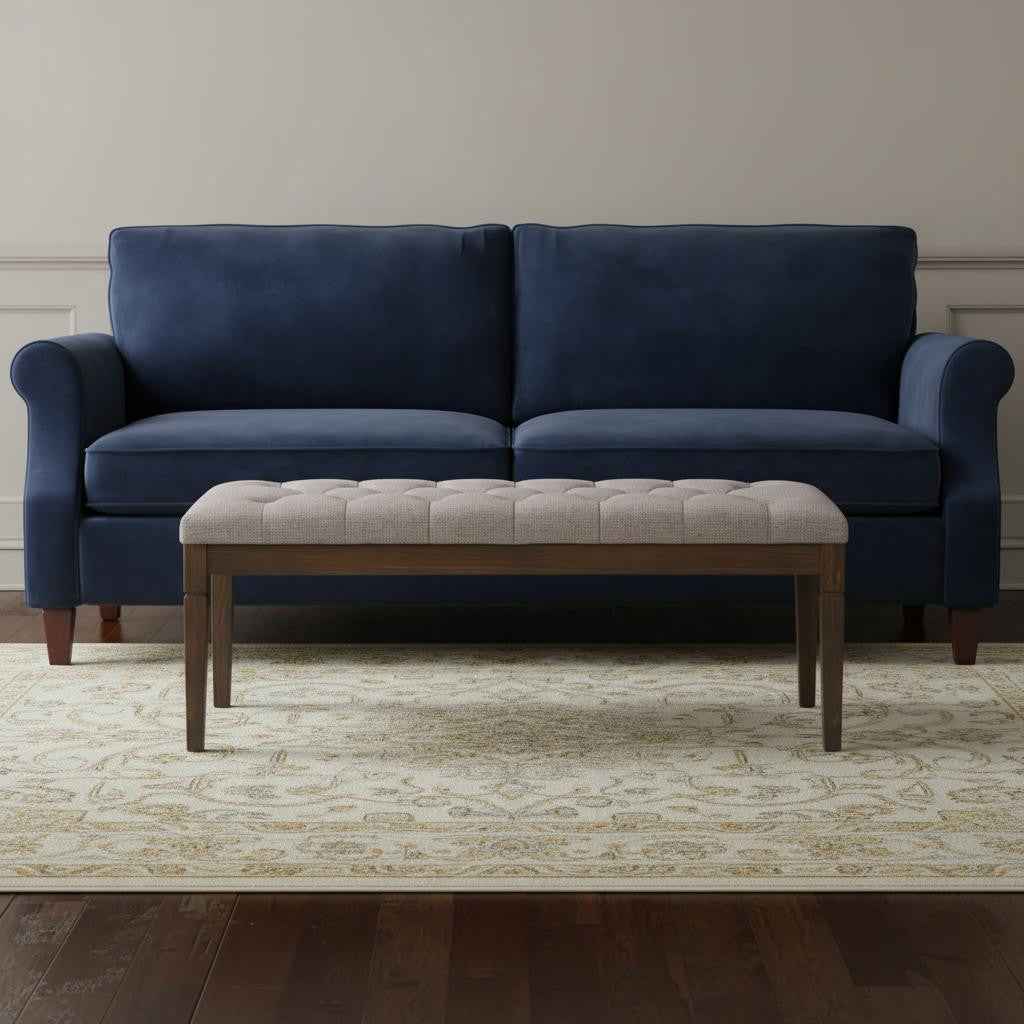 48" Gray and Brown Fabric Ottoman