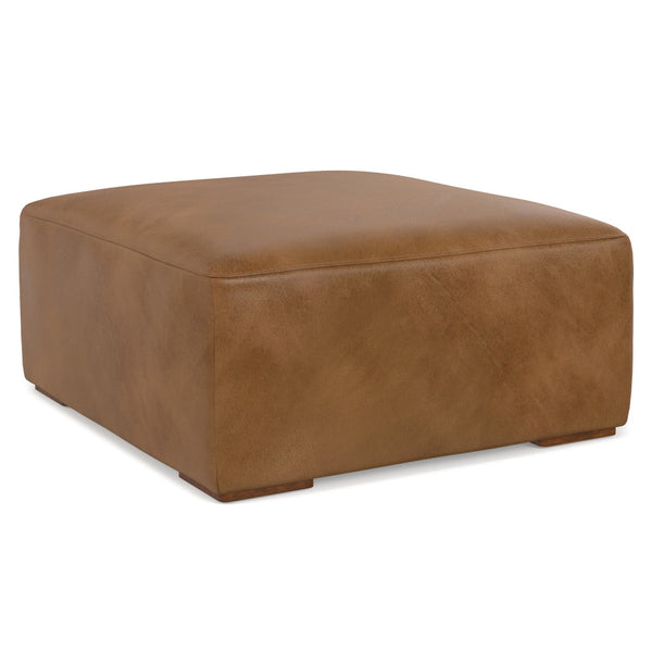 34" Brown Leather Ottoman Default Title