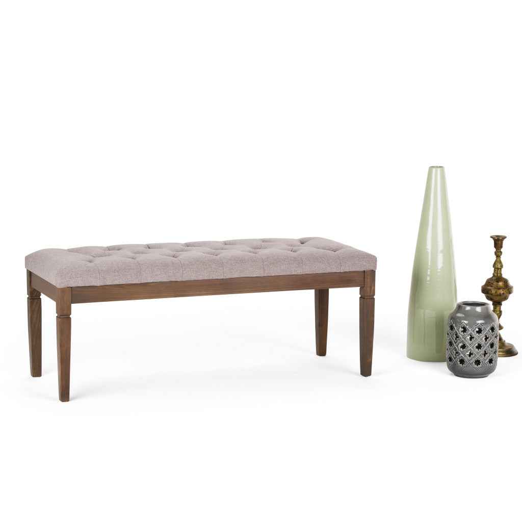 48" Gray and Brown Fabric Ottoman