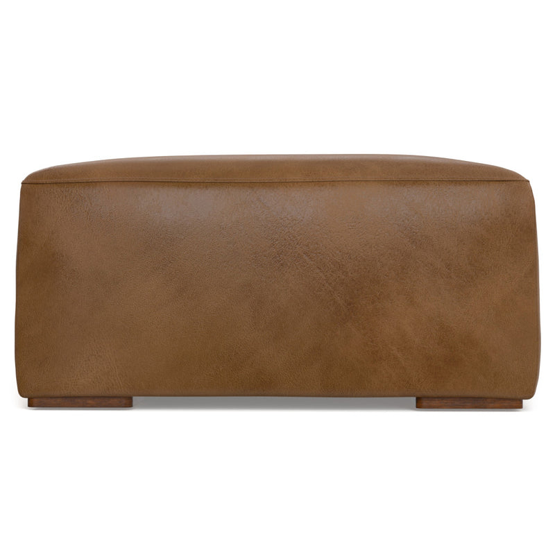 34" Brown Leather Ottoman