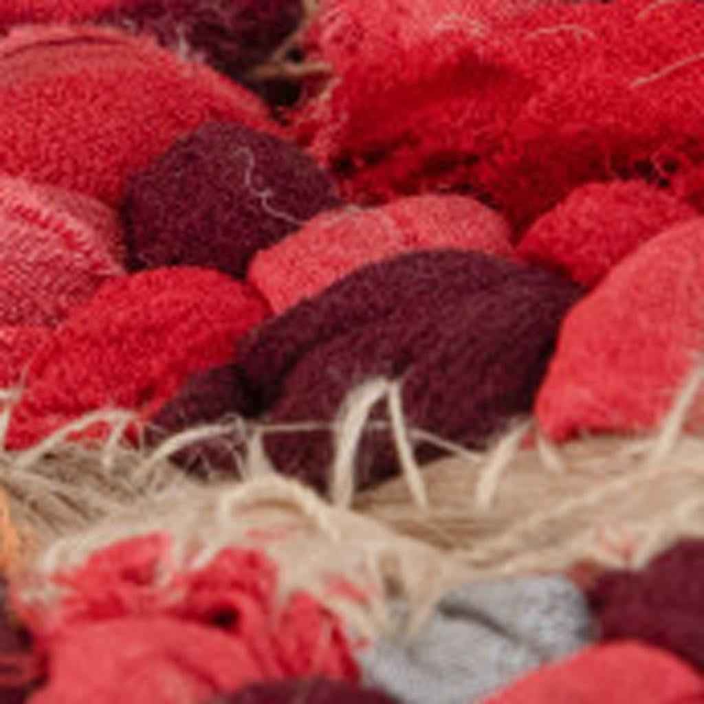 20" Blue Jute Round Pouf Ottoman