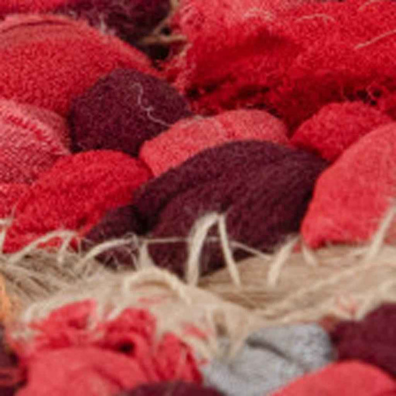 20" Blue Jute Round Pouf Ottoman