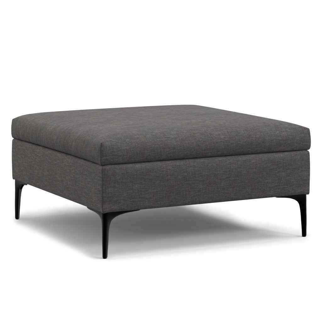 36" Black and Slate Gray Upholstery Storage Ottoman