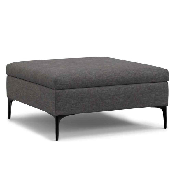 36" Black and Slate Gray Upholstery Storage Ottoman