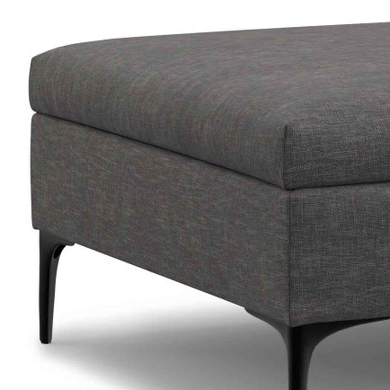 36" Black and Slate Gray Upholstery Storage Ottoman