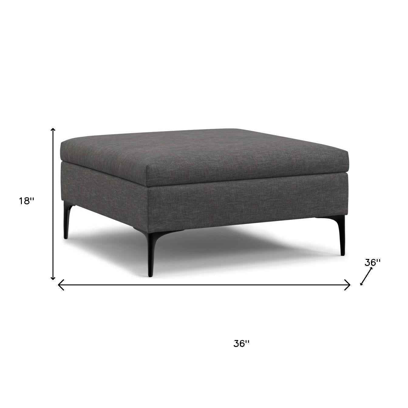 36" Black and Slate Gray Upholstery Storage Ottoman