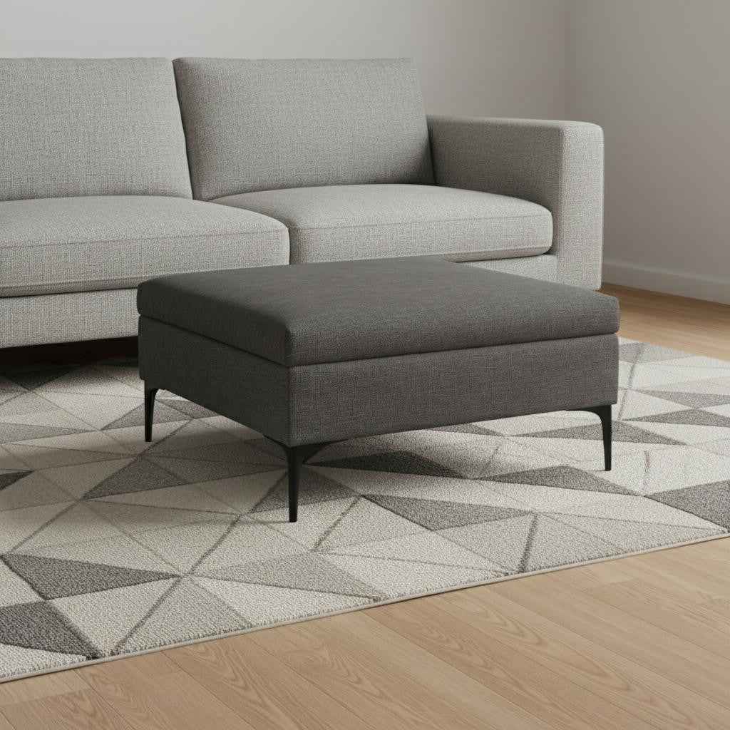 36" Black and Slate Gray Upholstery Storage Ottoman