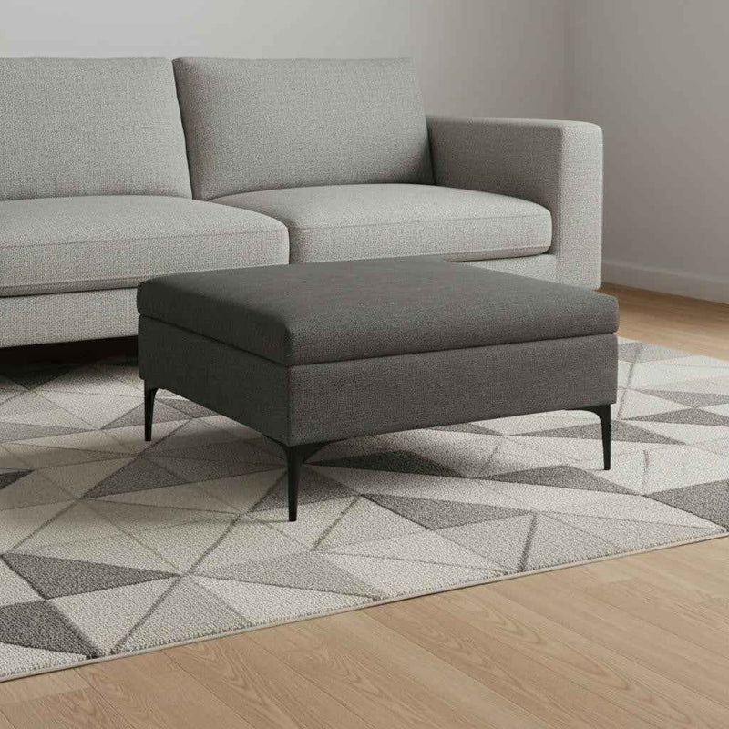 36" Black and Slate Gray Upholstery Storage Ottoman