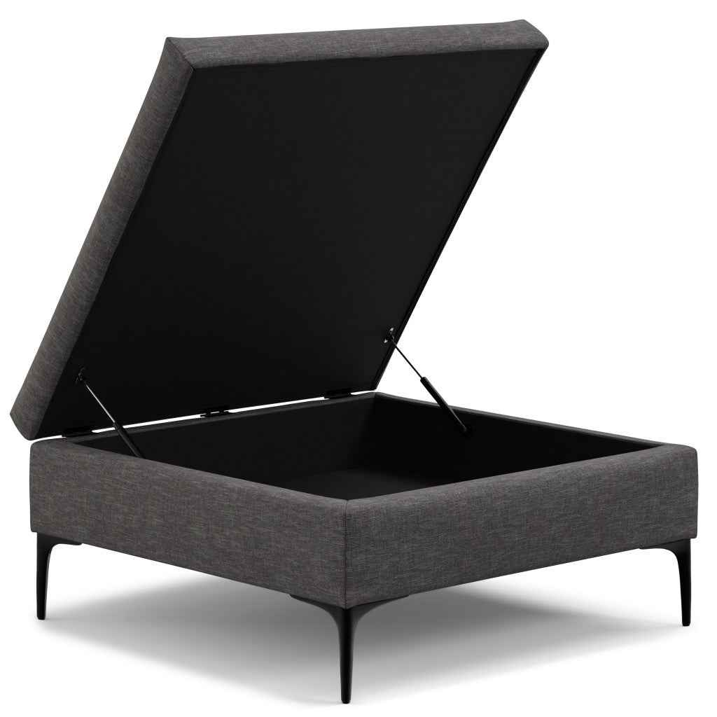 36" Black and Slate Gray Upholstery Storage Ottoman