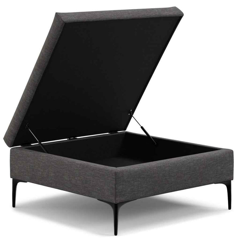 36" Black and Slate Gray Upholstery Storage Ottoman