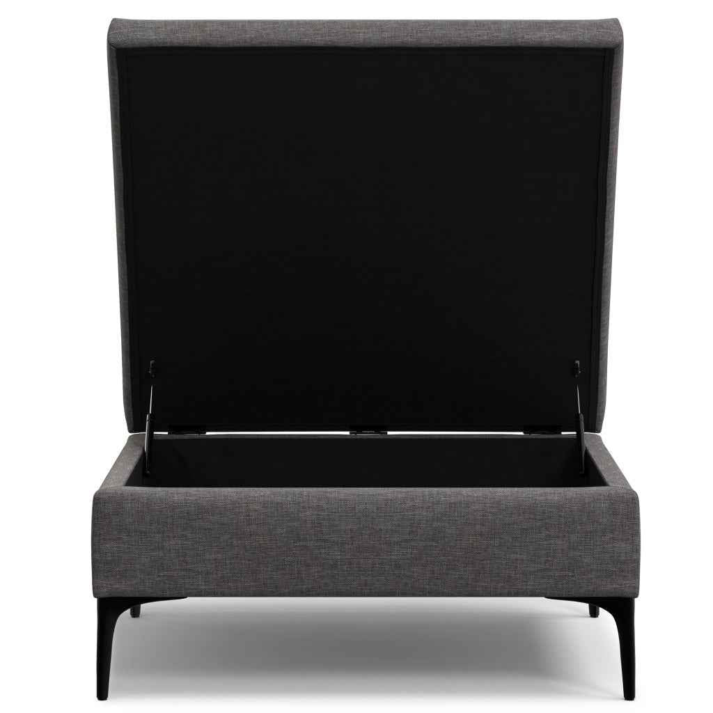 36" Black and Slate Gray Upholstery Storage Ottoman