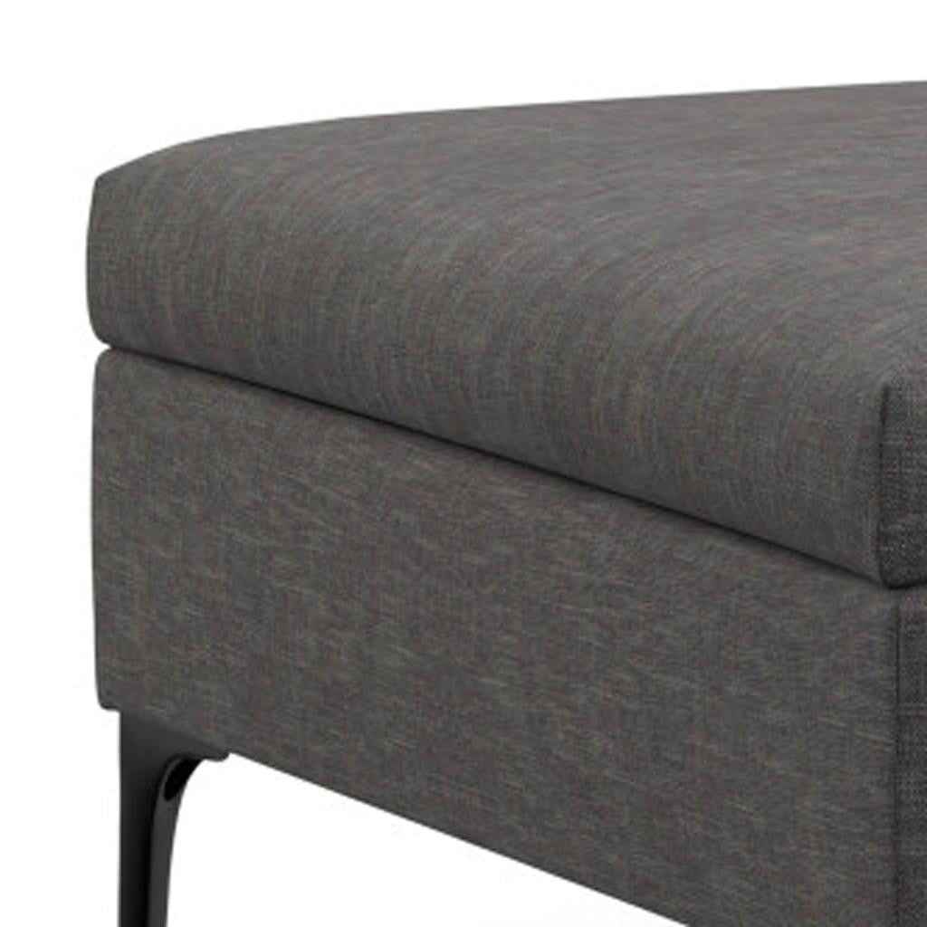 36" Black and Slate Gray Upholstery Storage Ottoman