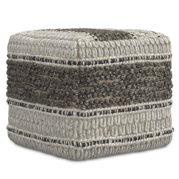 18" Brown Wool Pouf Ottoman Default Title